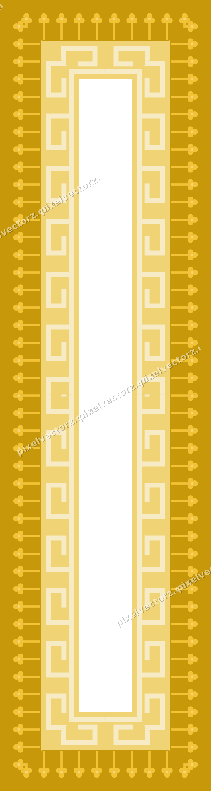 Decorative picture frame border in dark blue with trefoil band