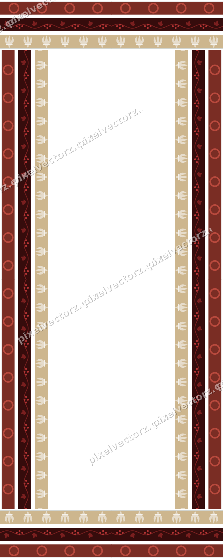 Decorative picture frame border in dark red with ring chain