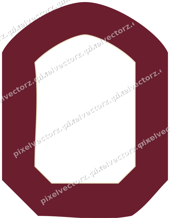 Decorative line art frame in dark pink and red with label plaque