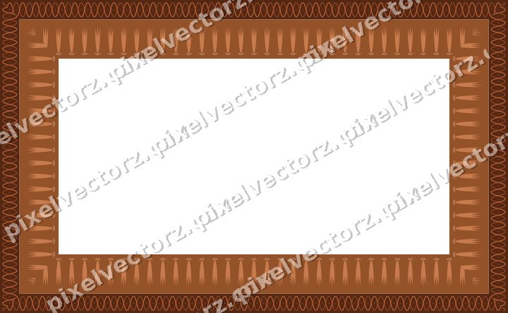 Decorative picture frame border in orange and blue with tulip frieze