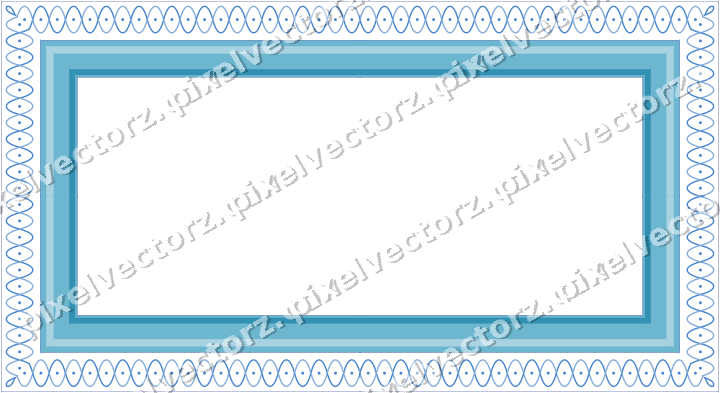 Decorative picture frame border in blue and cyan with arabesque
