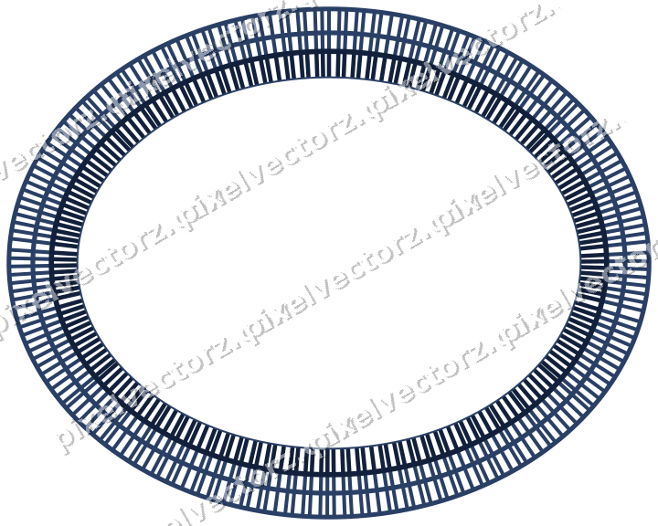 Decorative line art frame in dark blue and white with oval