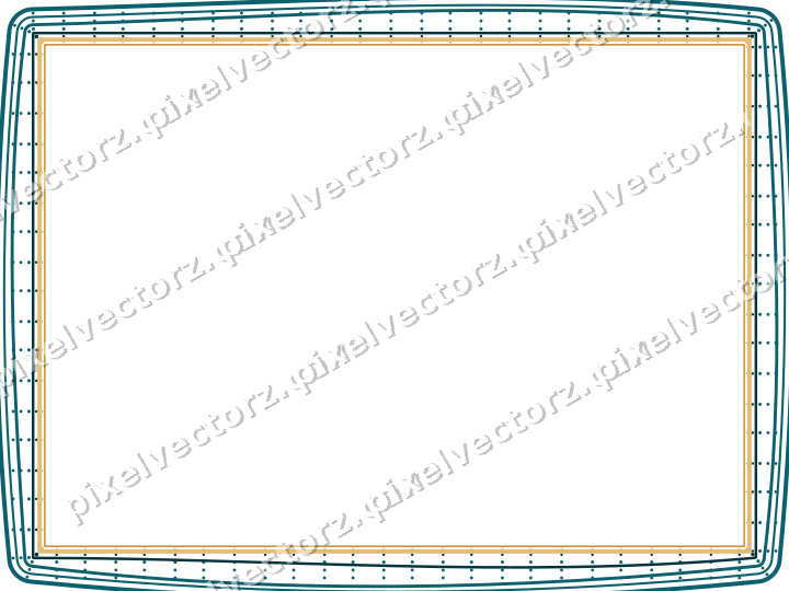 Decorative line art frame in amber and dark teal with label plaque