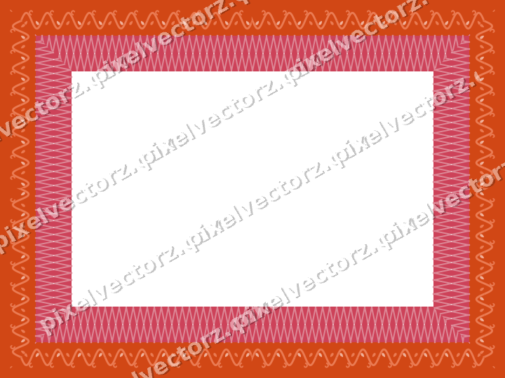 Decorative picture frame border in red and orange with ivy scroll