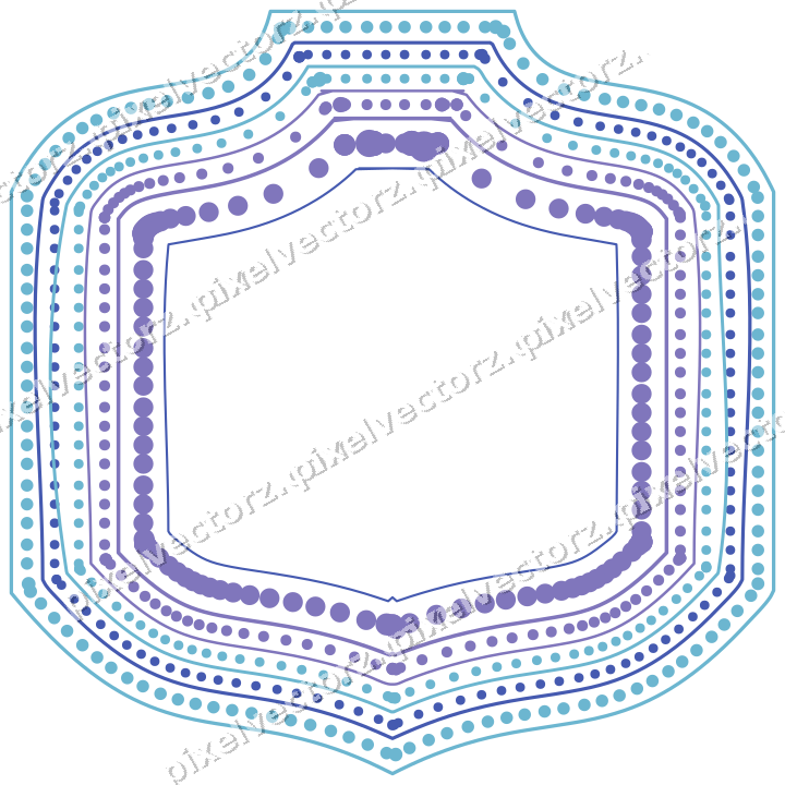 Decorative line art frame in blue and cyan with label plaque