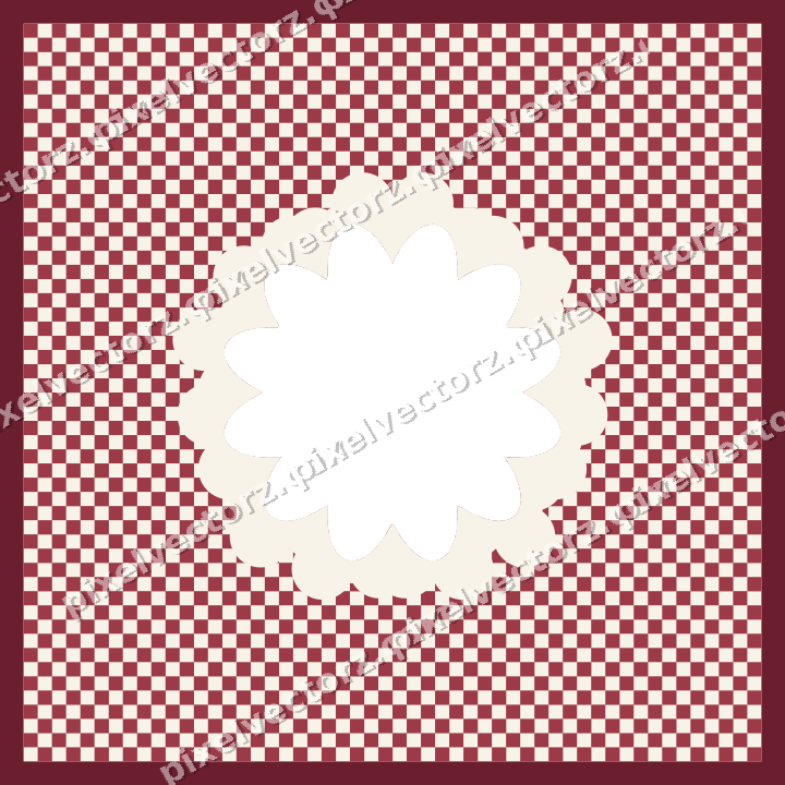 Decorative patterned mat frame in dark pink and red with checkerboard