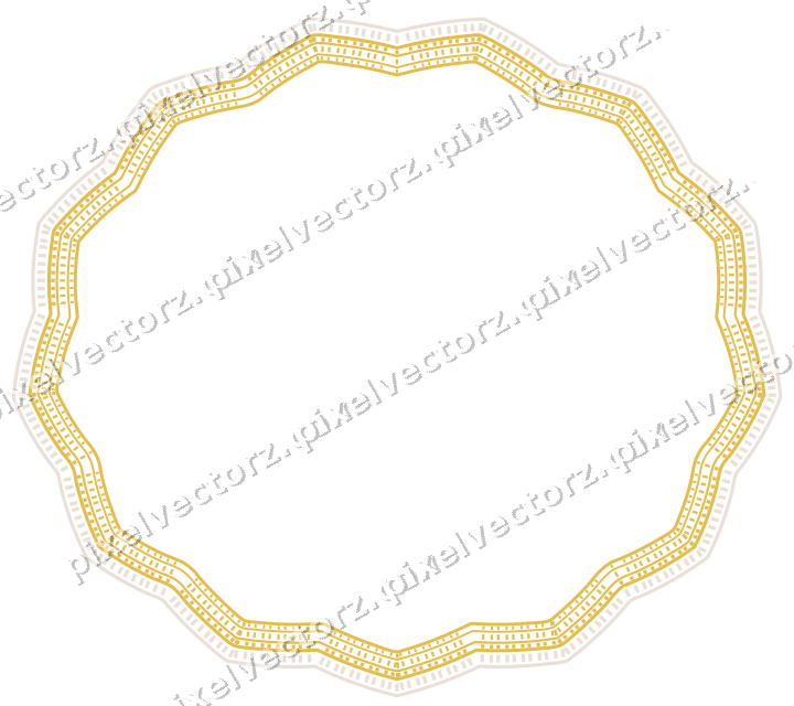 Decorative line art frame in amber and pale orange with oval