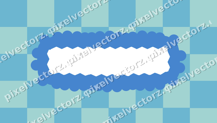 Decorative patterned mat frame in blue and cyan with checkerboard