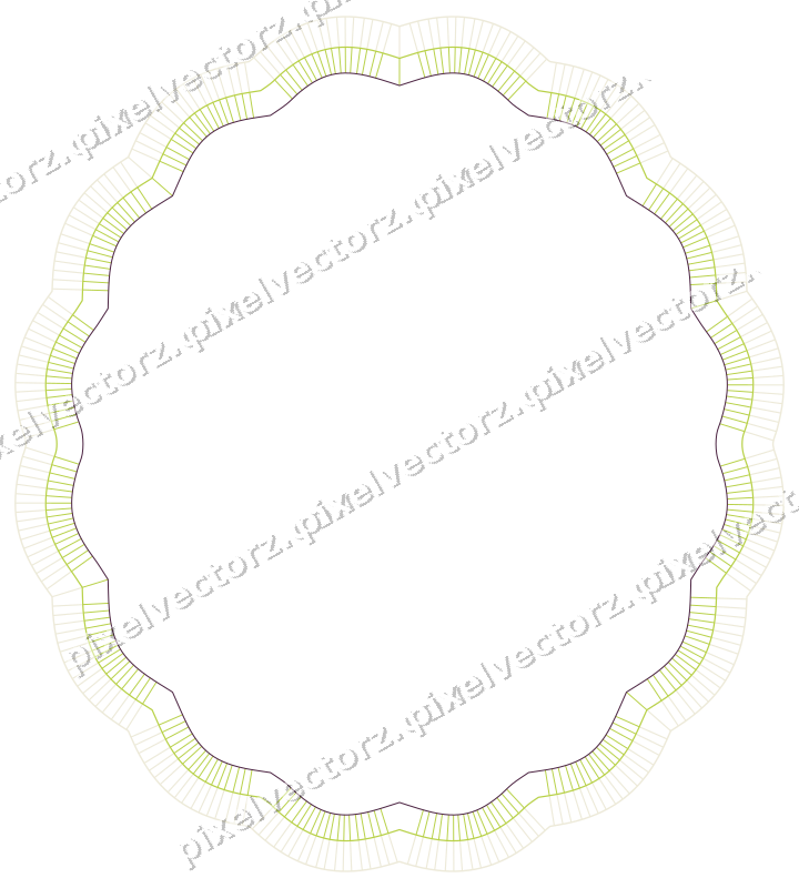 Decorative line art frame in dark magenta and lime with oval