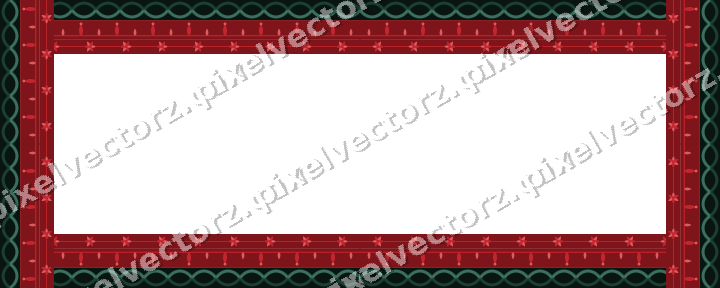 Decorative picture frame border in dark green with bud and stem