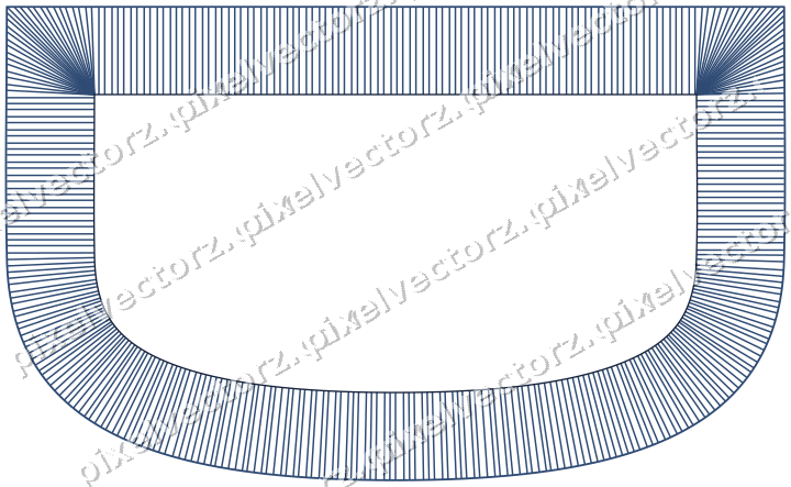Decorative line art frame in dark blue and amber with shield