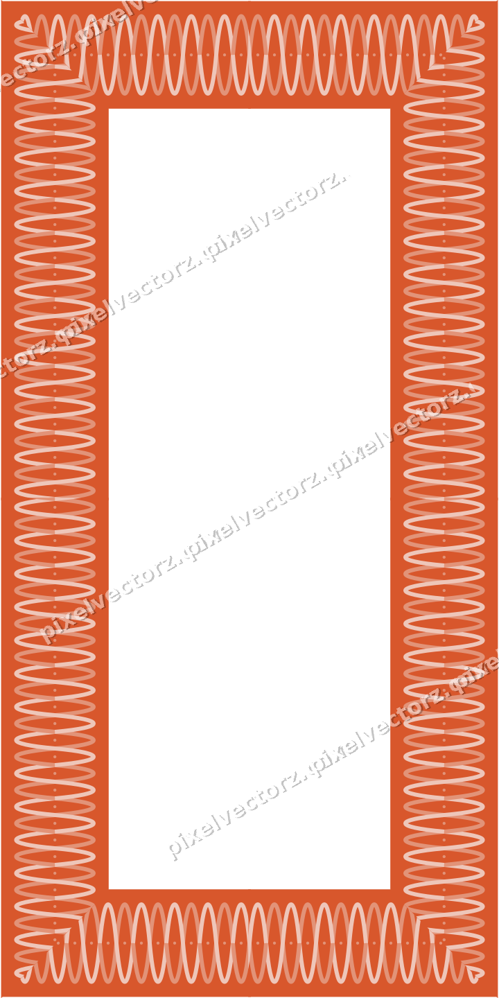 Decorative picture frame border in orange and cyan with arabesque