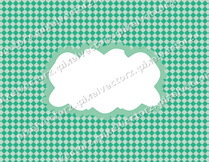 Decorative patterned mat frame in green and teal with checkerboard