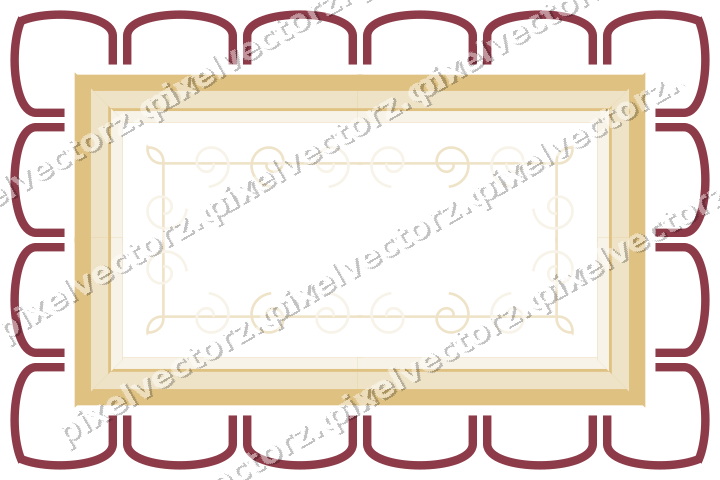 Decorative picture frame border in dark pink with arcade frieze