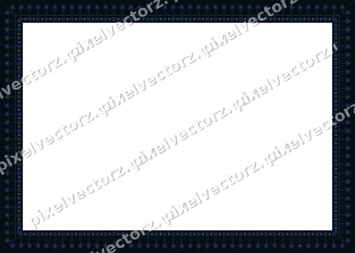 Decorative picture frame border in dark blue with trefoil band