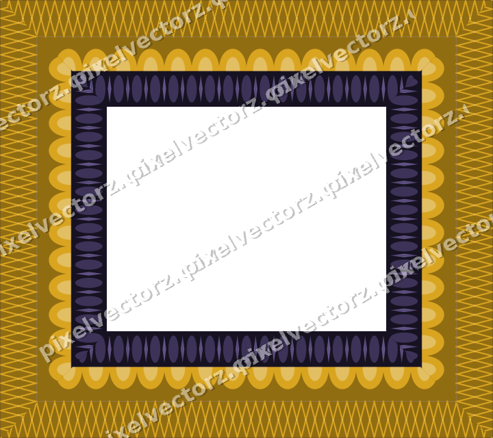 Decorative picture frame border in amber and purple with lattice band