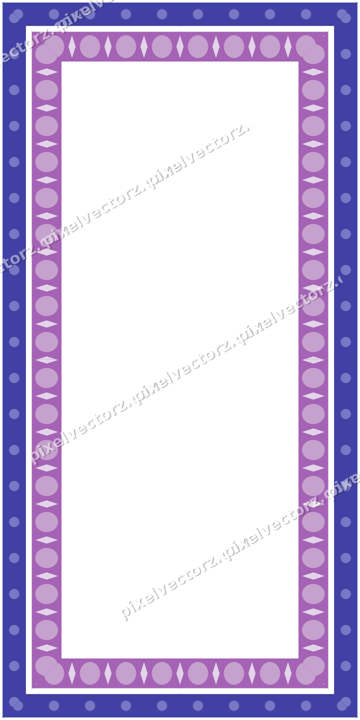Decorative picture frame border in purple and blue with dot row