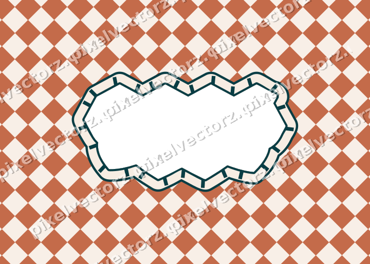Decorative patterned mat frame in dark teal with checkerboard