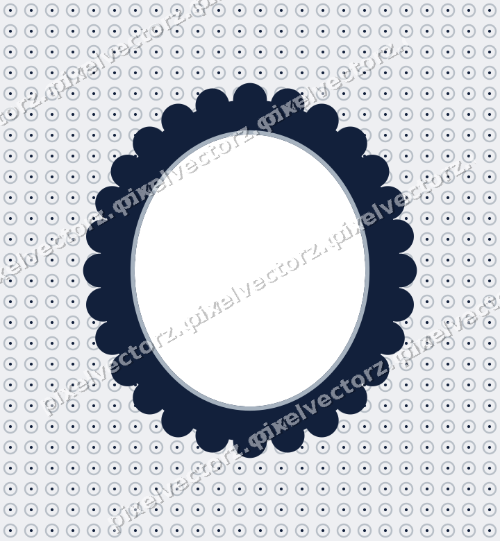 Decorative patterned mat frame in dark blue with ring pattern
