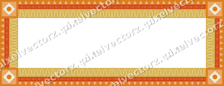 Decorative picture frame border in red and orange with spiral scroll