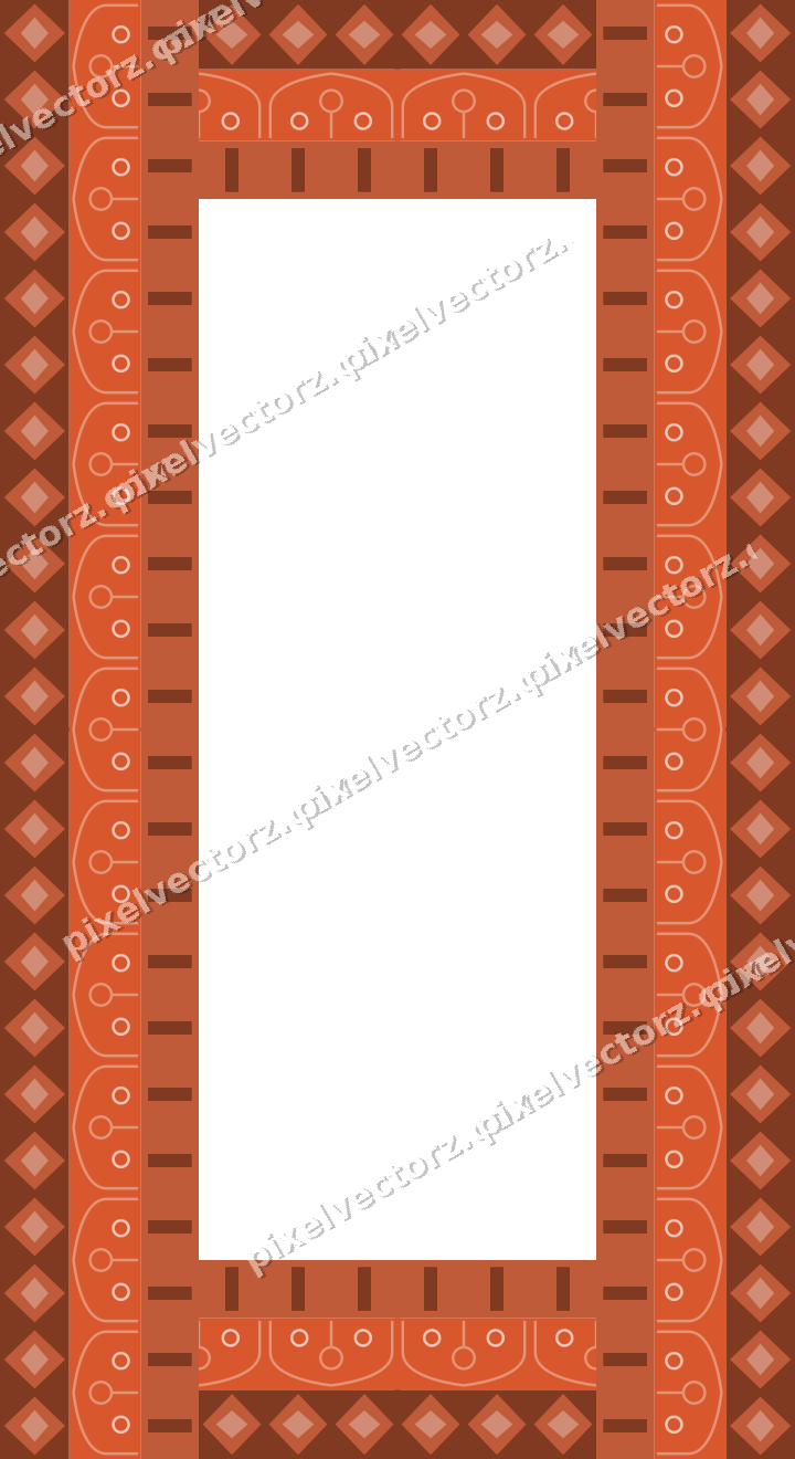 Decorative picture frame border in orange and cyan with diamond band
