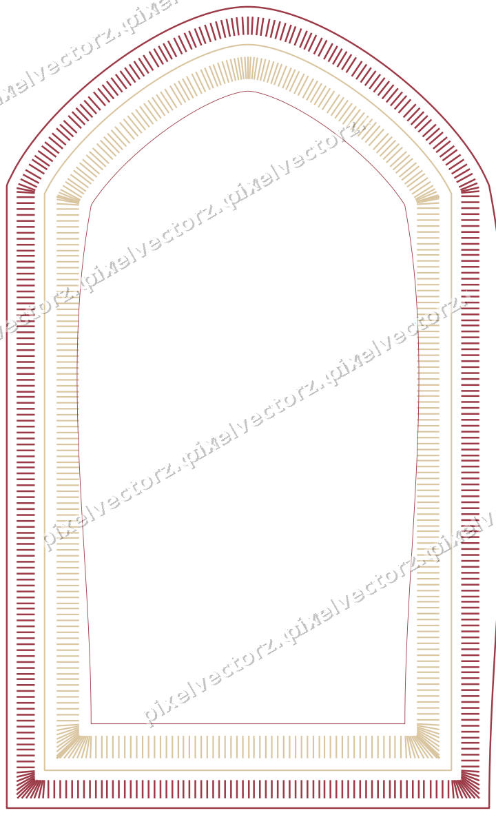 Decorative line art frame in dark pink and red with label plaque