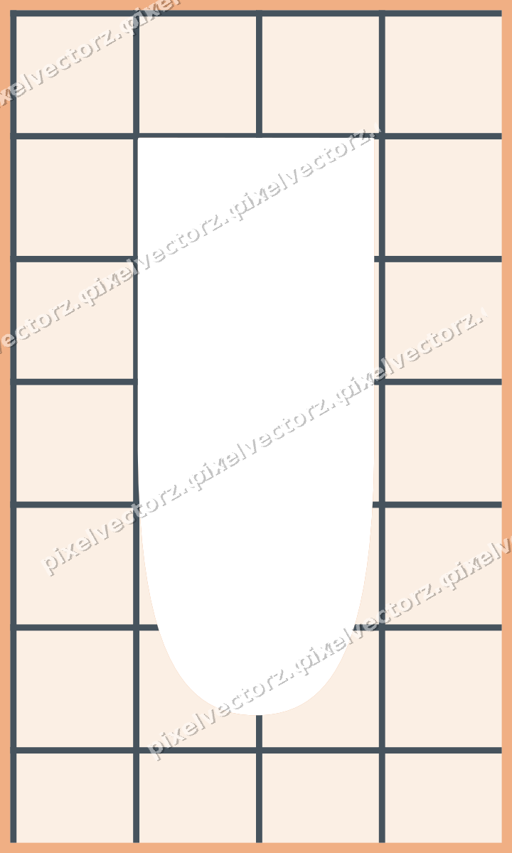 Decorative patterned mat frame in blue and orange with grid check