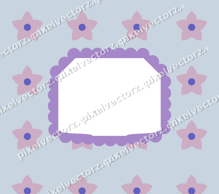 Decorative patterned mat frame in purple and blue with small blossoms