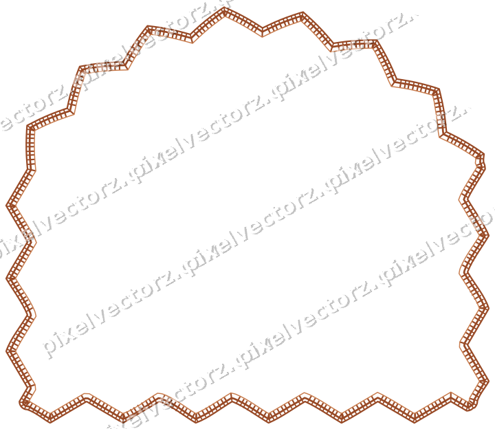 Decorative line art frame in orange and blue with label plaque