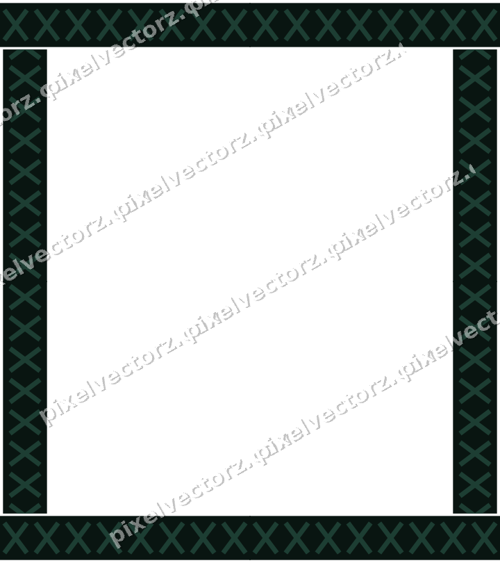 Decorative picture frame border in dark green and red with cross band