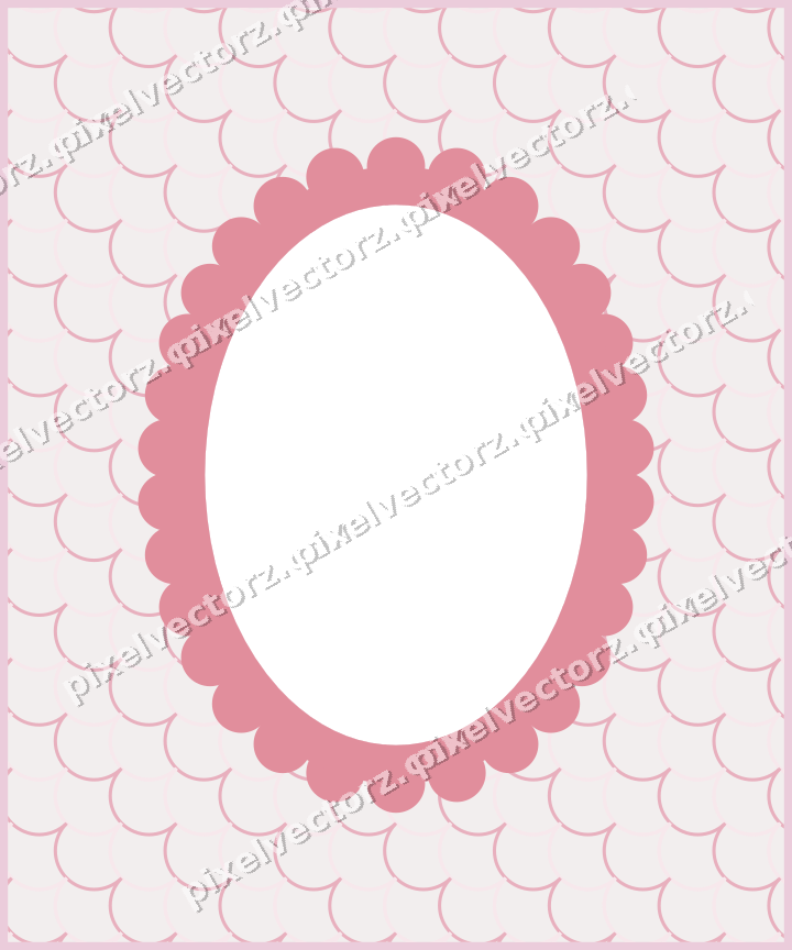 Decorative patterned mat frame in pale pink with scallop scales