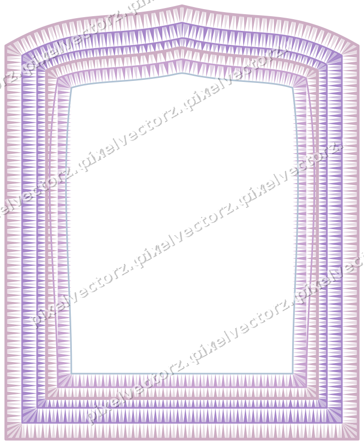 Decorative line art frame in purple and blue with label plaque