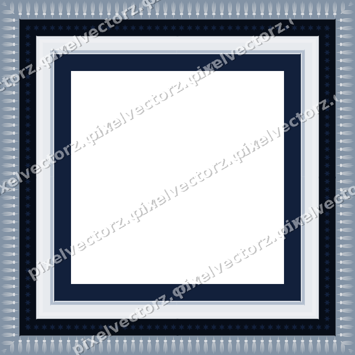 Decorative picture frame border in dark blue with fleur de lis band