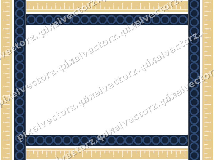 Decorative picture frame border in dark blue and amber with ring chain
