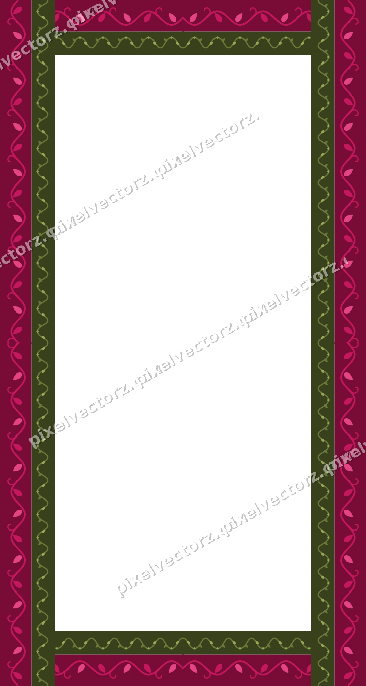 Decorative picture frame border in lime and pink with ivy scroll