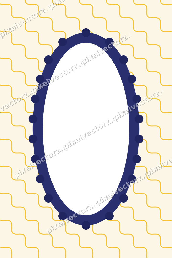 Decorative patterned mat frame in dark blue and amber with wavy lines