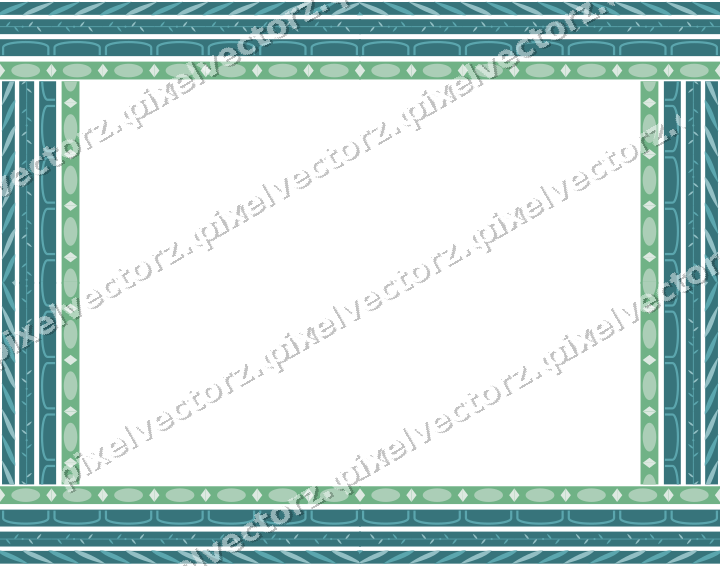 Decorative picture frame border in green and teal with egg and dart
