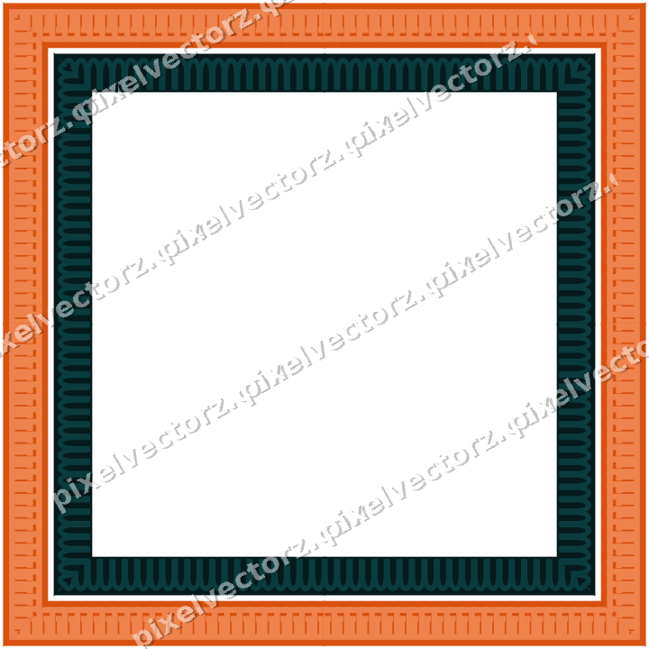 Decorative picture frame border in orange and teal with greek key