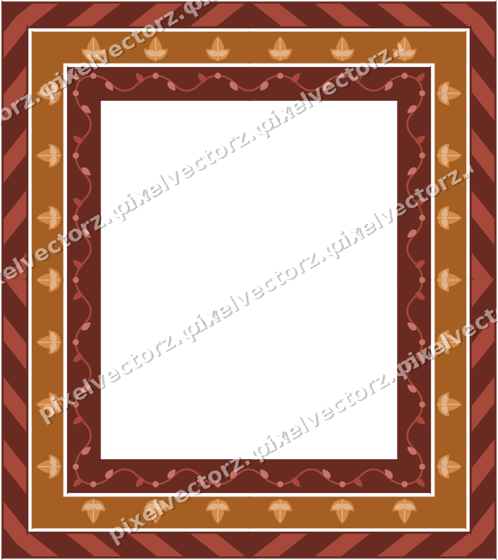Decorative picture frame border in orange with scrolling vine