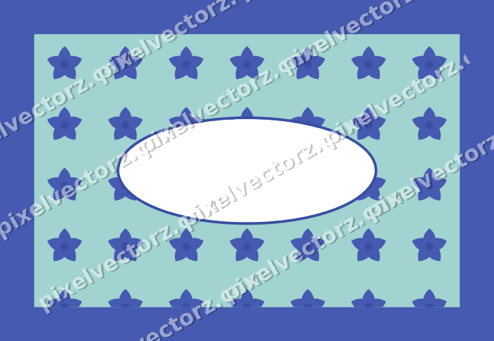 Decorative patterned mat frame in blue and cyan with small blossoms