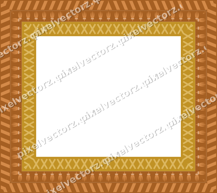Decorative picture frame border in orange with fleur de lis band