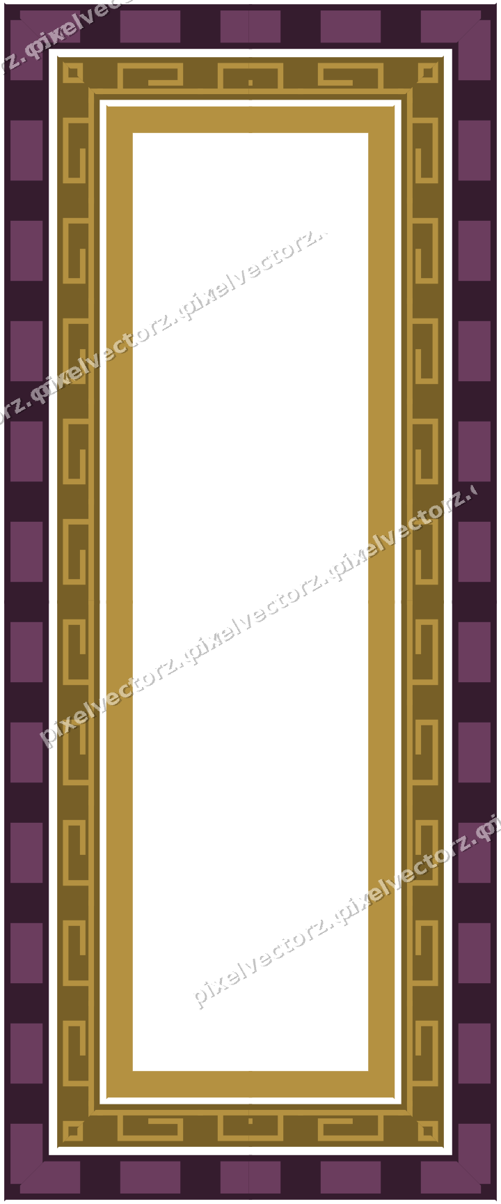 Decorative picture frame border in dark magenta and amber with dentil
