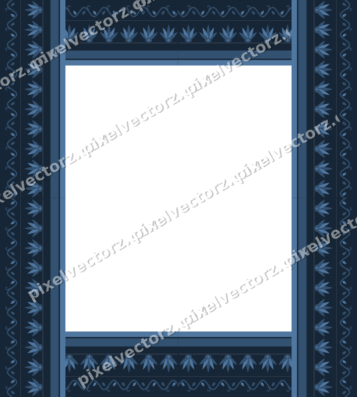Decorative picture frame border in dark blue with ivy scroll