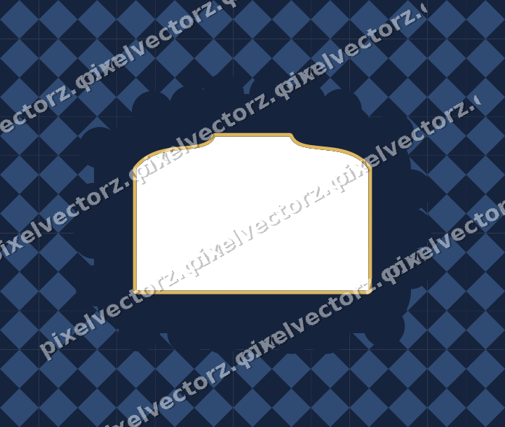 Decorative patterned mat frame in dark blue with harlequin diamonds