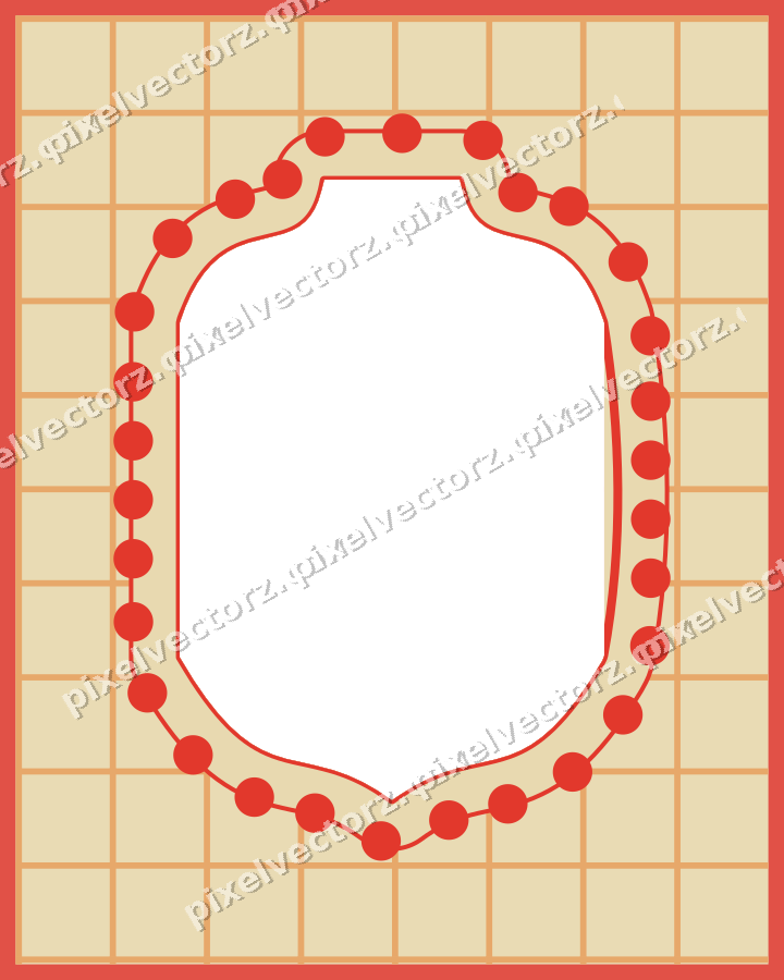Decorative patterned mat frame in red and orange with grid check