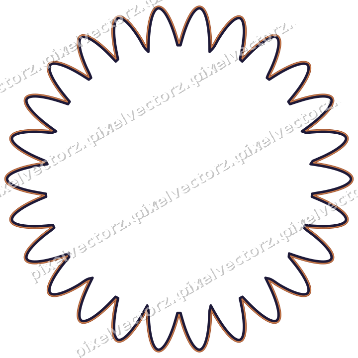 Decorative line art frame in orange and blue with oval