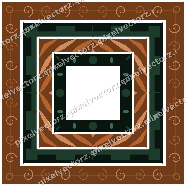 Decorative picture frame border in dark green with rope moulding