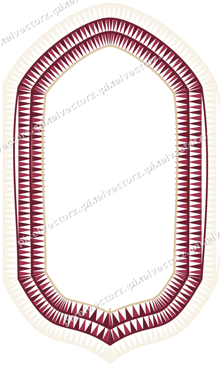 Decorative line art frame in dark pink and red with label plaque