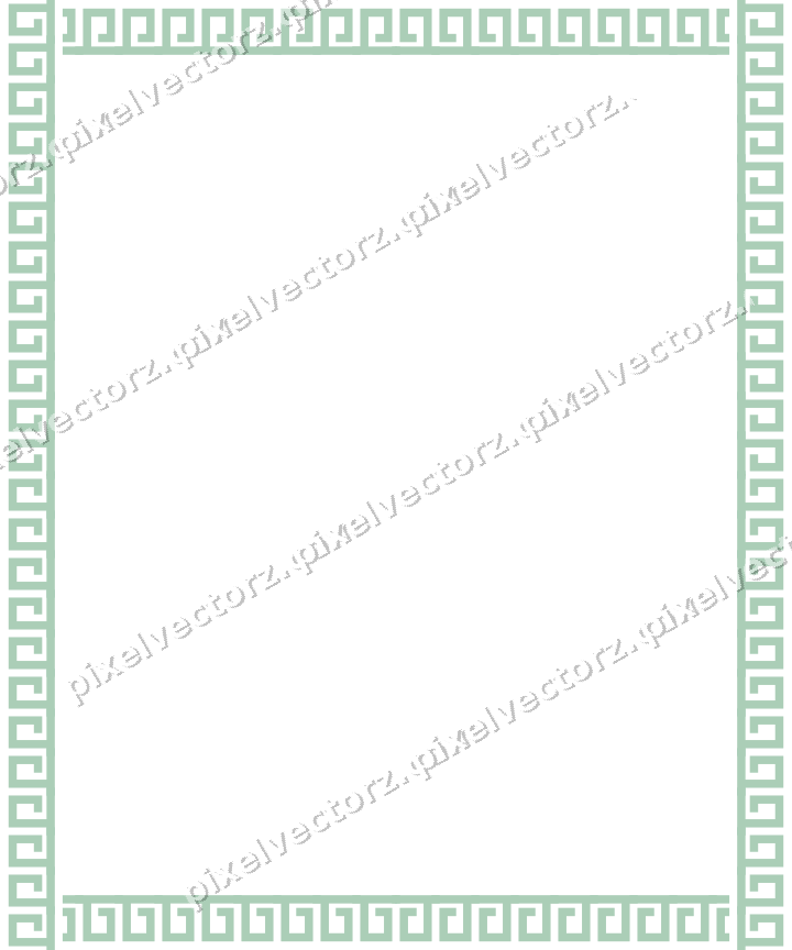 Decorative picture frame border in green and teal with greek key