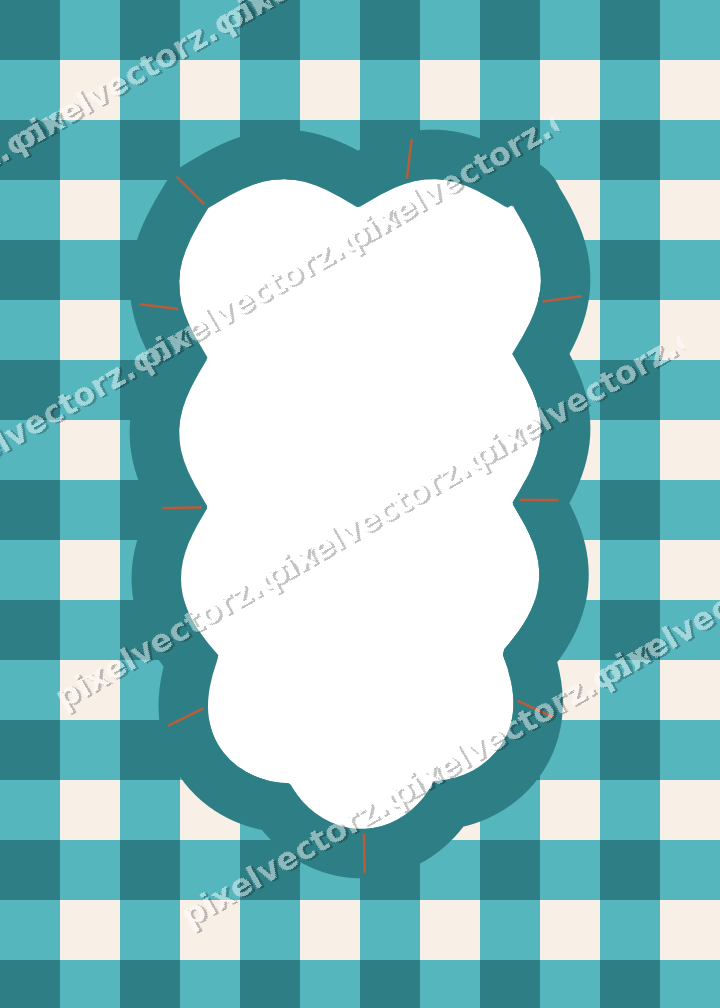 Decorative patterned mat frame in dark teal with gingham check